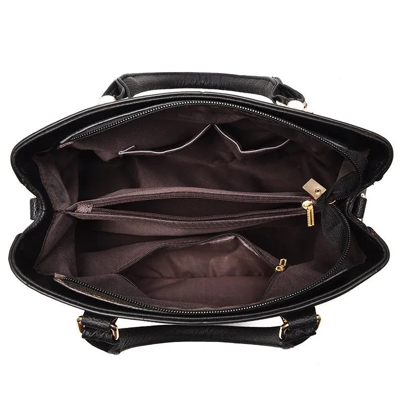 Women Leather Messenger Handbag - Stylish and Functional - Black