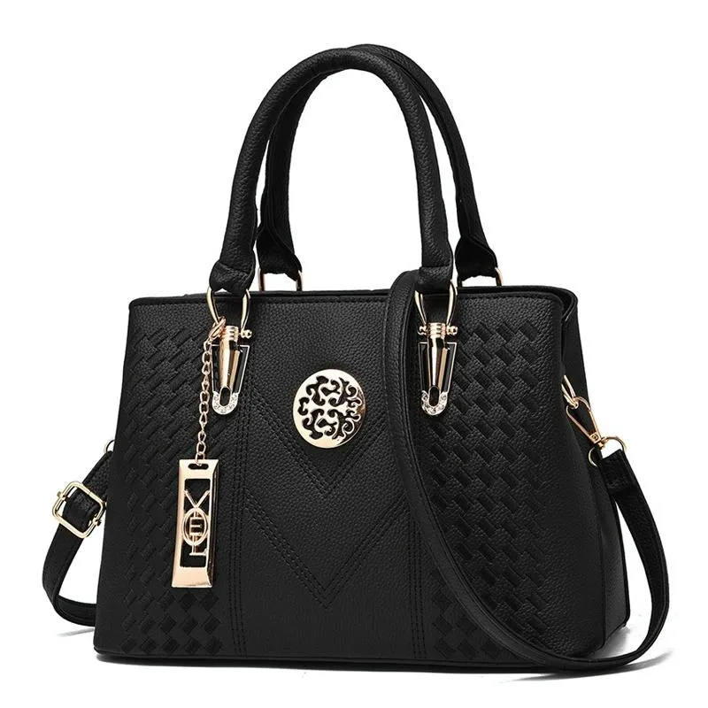 Women Leather Messenger Handbag - Stylish and Functional - Black