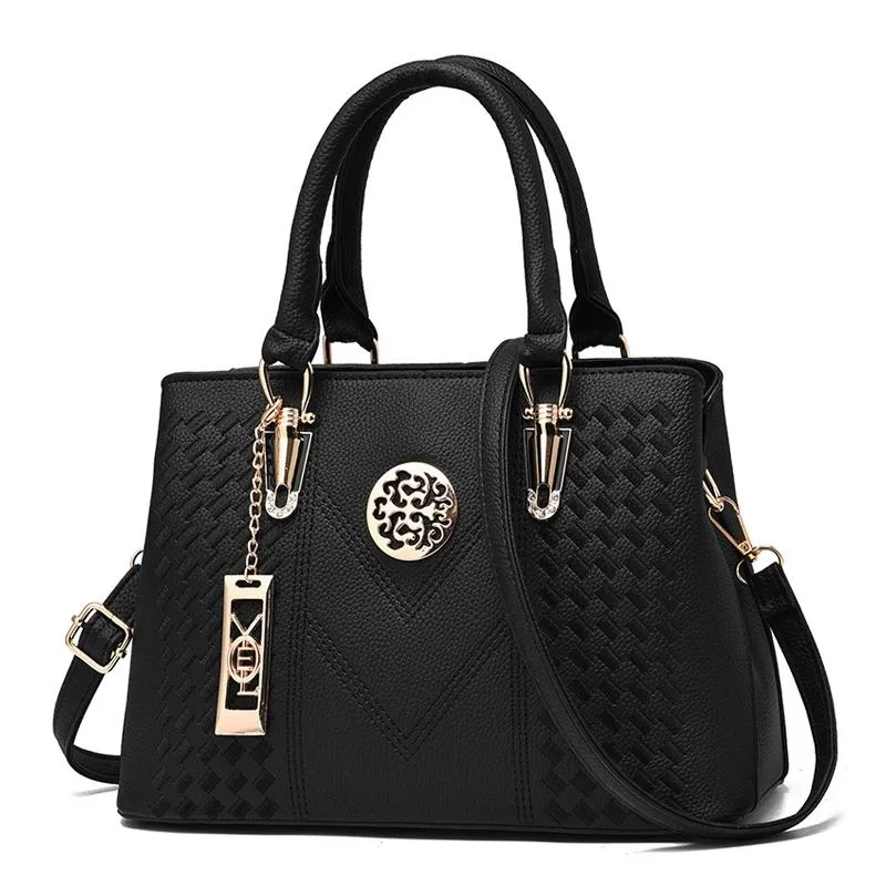 Women Leather Messenger Handbag - Stylish and Functional - Black