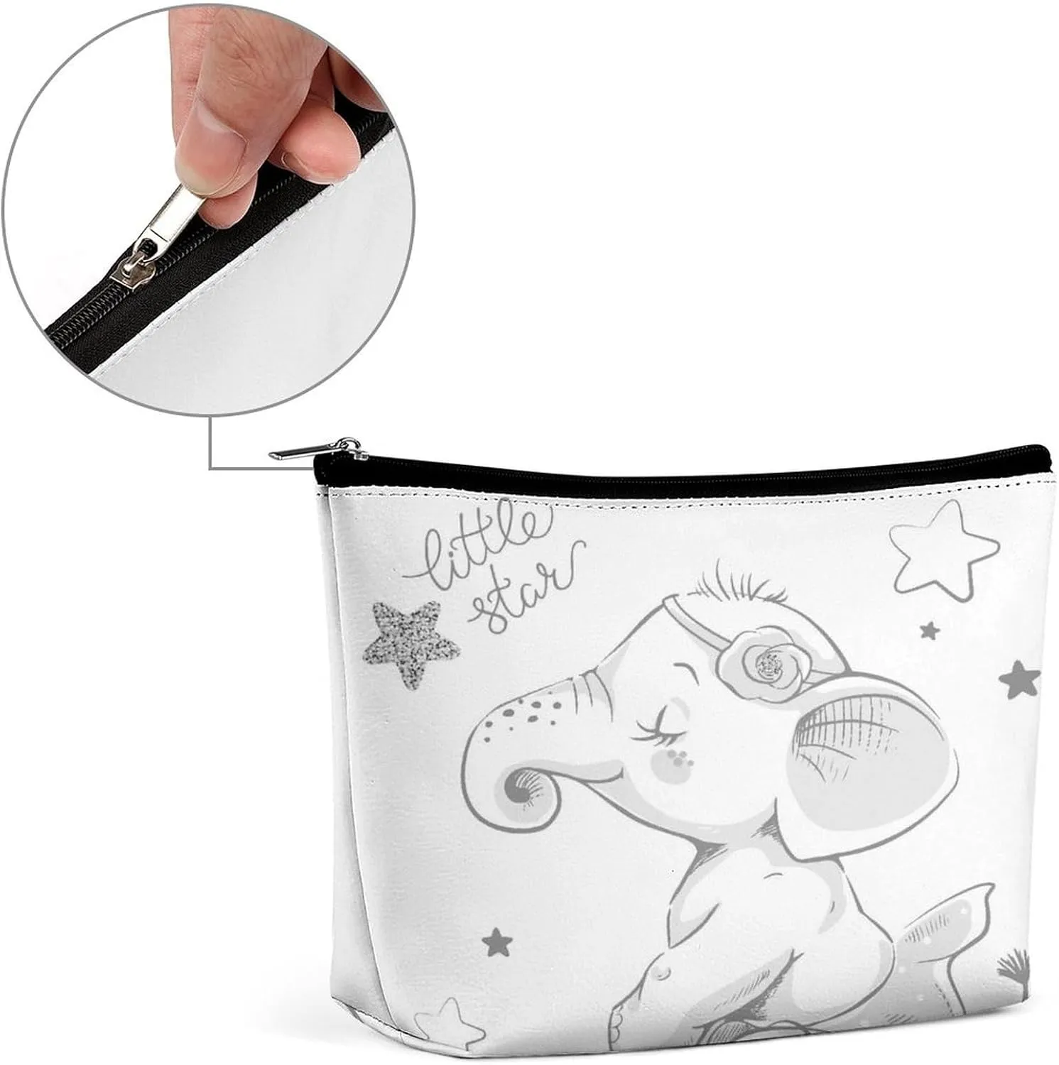 Women PU Leather Cosmetic Bag, Makeup Case Purse Holder Zipper Pouch Handbag Organizer Toiletry Storage 6.8x5.9x2.3 in