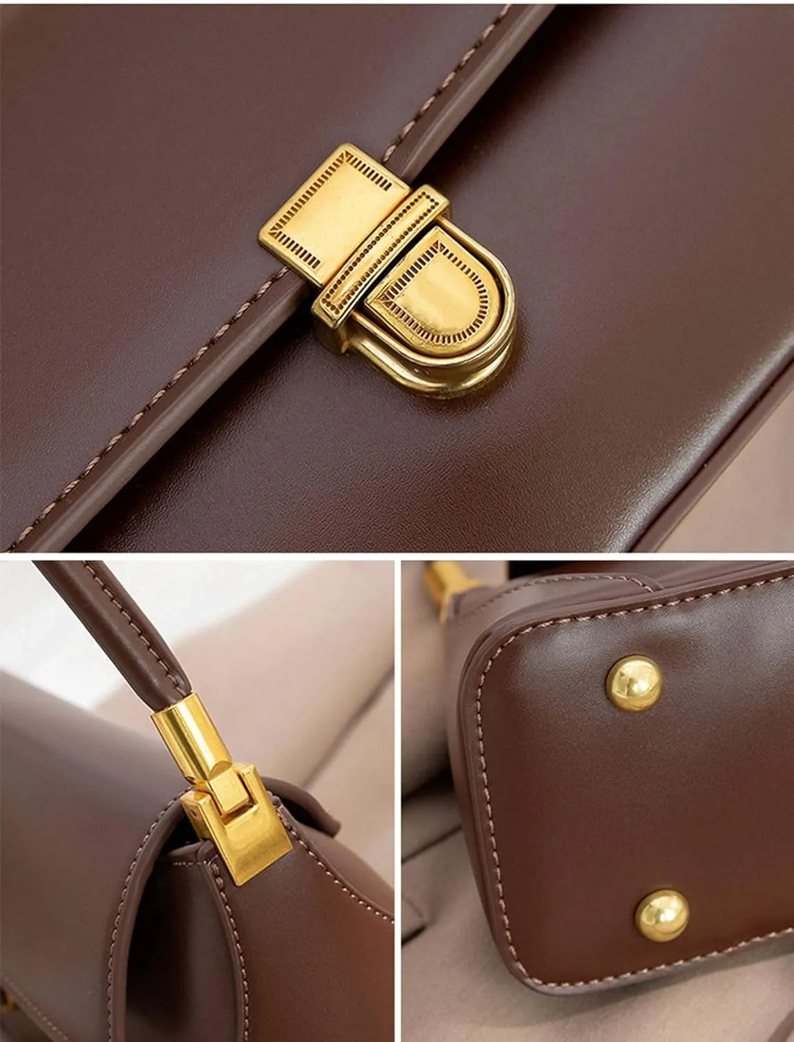 Women Shoulder Bags Vintage Handbag Retro Classic Small Purse 90s Buckle Closure