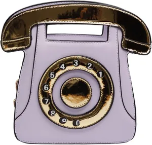 Women Telephone Shaped Handbag and Purses Retro Phone Top-Handle Shoulder Bags