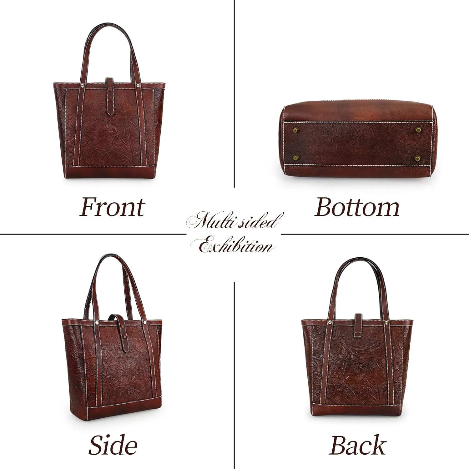 Women Tote Bags Leather Shoulder Purse Ladies Large Capacity Top Handle Handbags Vintage Embossing Pattern