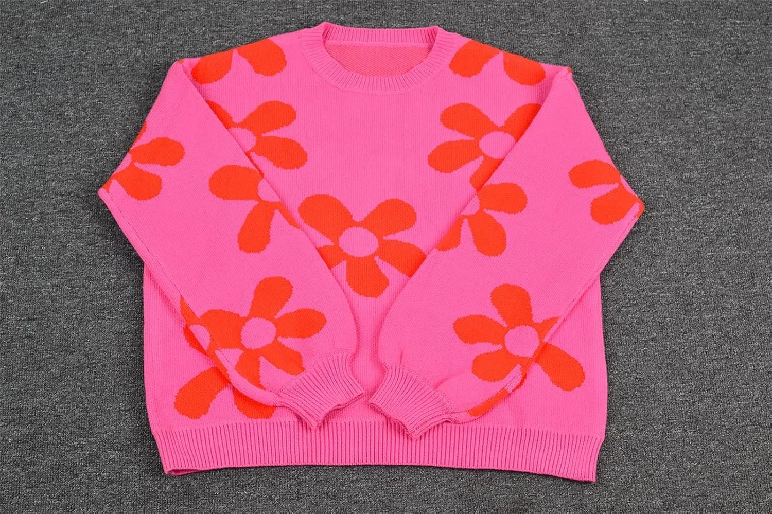 Womens Autumn Winter Sweaters Warm Comfortable Pullovers Casual Fashion Cardigans Ladies Printed Flower Sweater