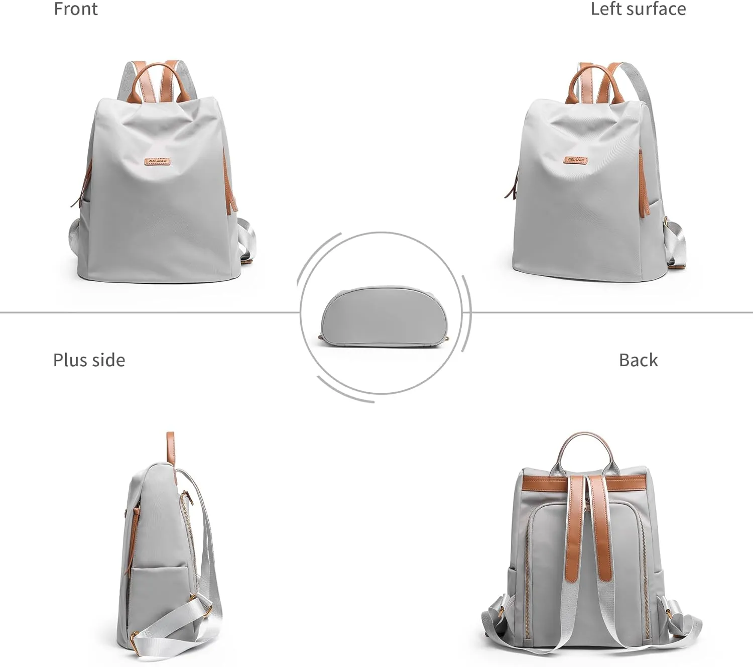 Women's Backpack Purse Nylon Anti-theft Water Resistant Lightweight Small Shoulder Bags for Travle Cute Fashion Computer Bag for Work Daily Laptop Backpack Ladies Light Grey