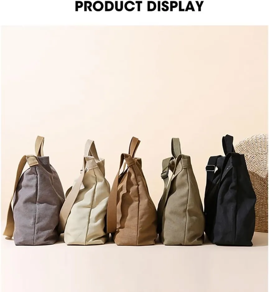 Women's Canvas Tote Shoulder Bag - Large Fashion Retro Letter Handbag