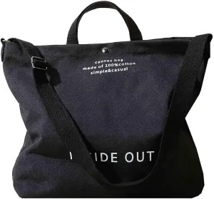 Women's Canvas Tote Shoulder Bag - Large Fashion Retro Letter Handbag