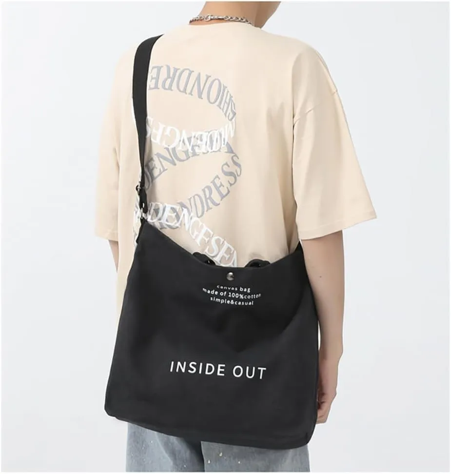 Women's Canvas Tote Shoulder Bag - Large Fashion Retro Letter Handbag
