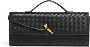Women's for Woven Evening Bags Vegan Leather Clutch Handbags, Trendy Crossbody Bag Clutch Purses