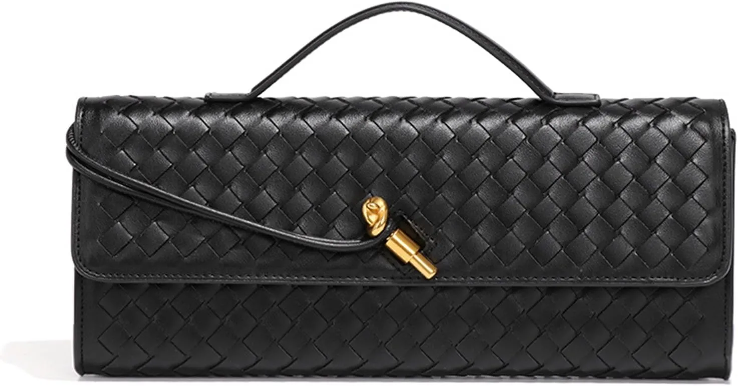Women's for Woven Evening Bags Vegan Leather Clutch Handbags, Trendy Crossbody Bag Clutch Purses