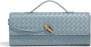 Women's for Woven Evening Bags Vegan Leather Clutch Handbags, Trendy Crossbody Bag Clutch Purses