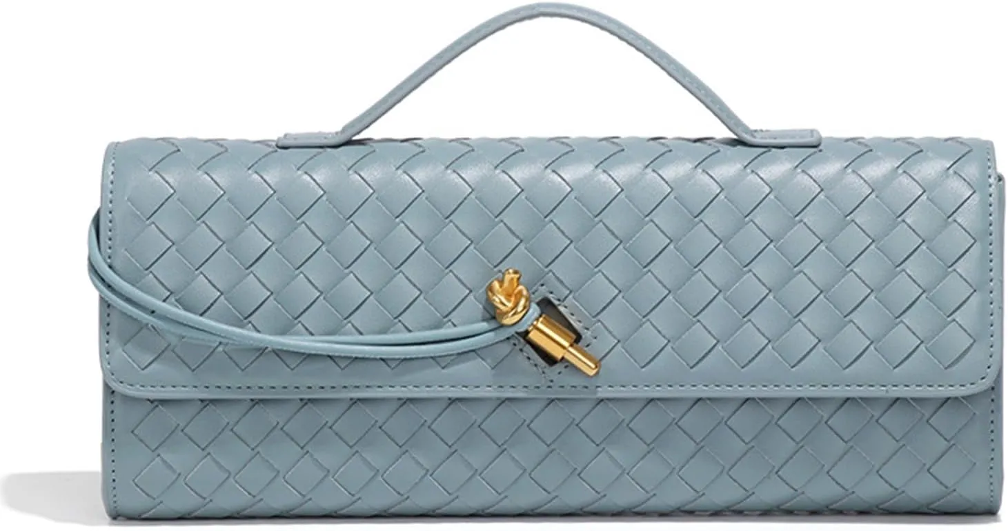 Women's for Woven Evening Bags Vegan Leather Clutch Handbags, Trendy Crossbody Bag Clutch Purses