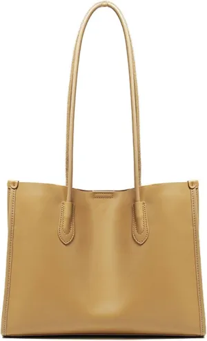 Women's Genuine Leather Tote Bag - Stylish Casual Shoulder Bag Clutch Handbag for Shopping, Work, and Travel
