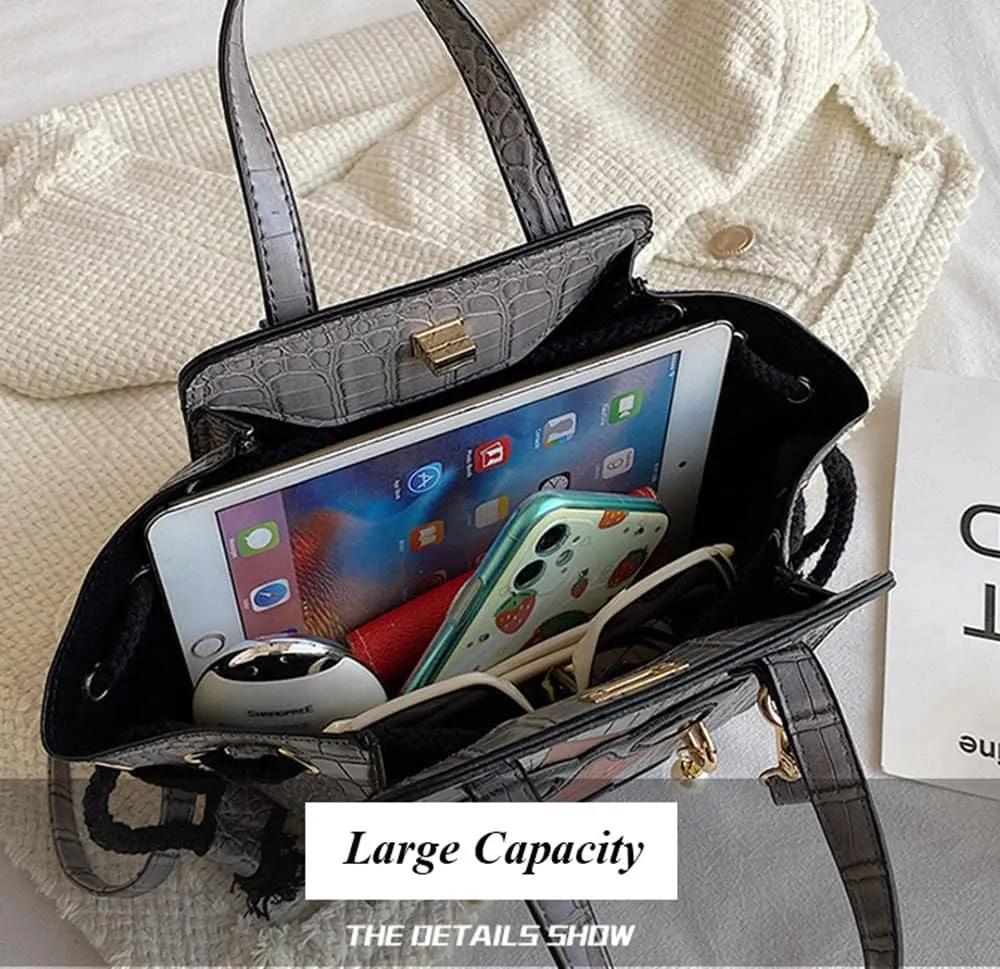 Women's Novelty Unique 3D Lady Face Leather with Crocodile Pattern Tote Handbags Funky Purse Hobo Crossbody Shoulder bags