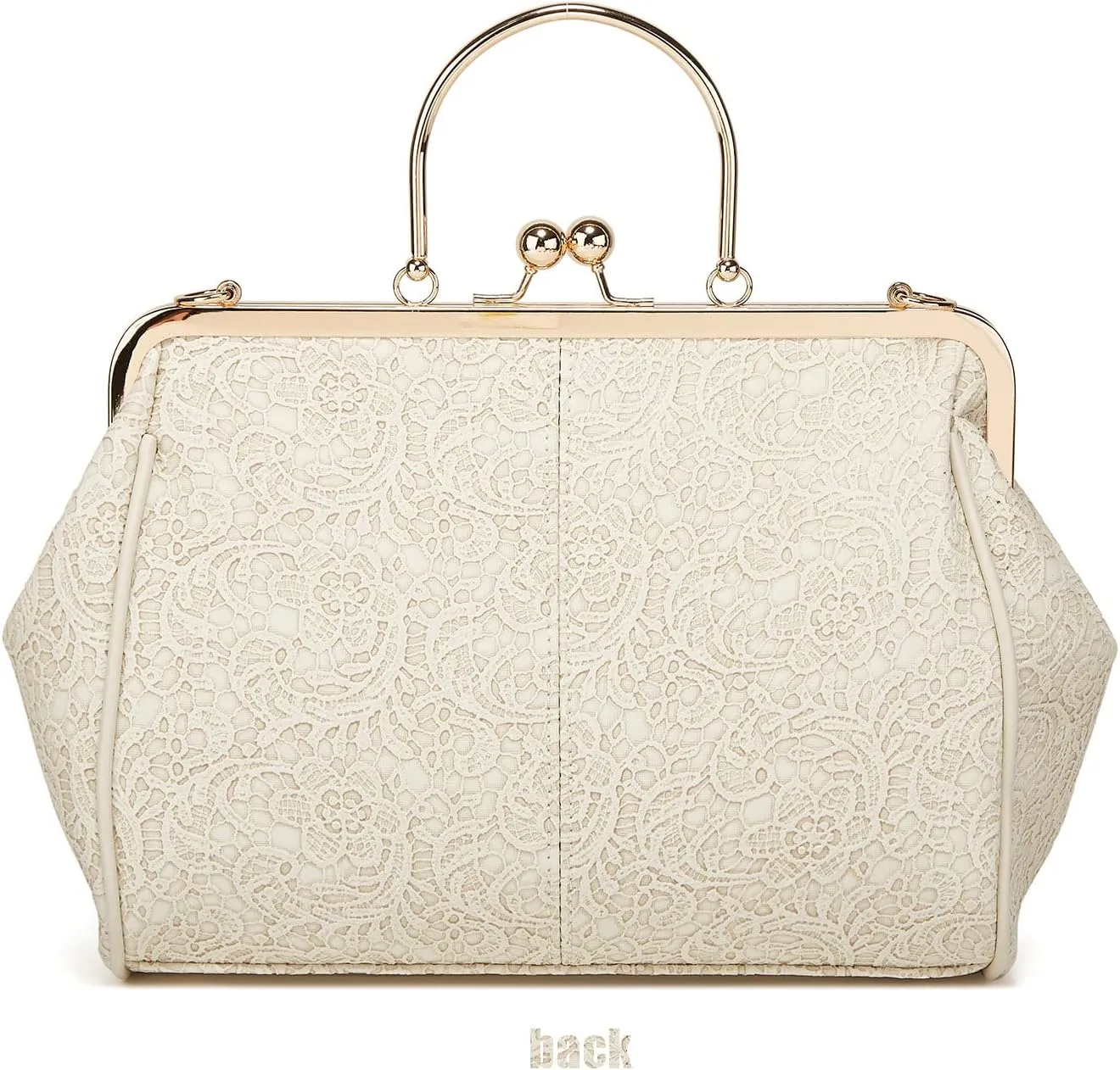 Women's Retro Handbag Kiss Lock Shoulder Purse PU Leather Tote Satchel with Lace