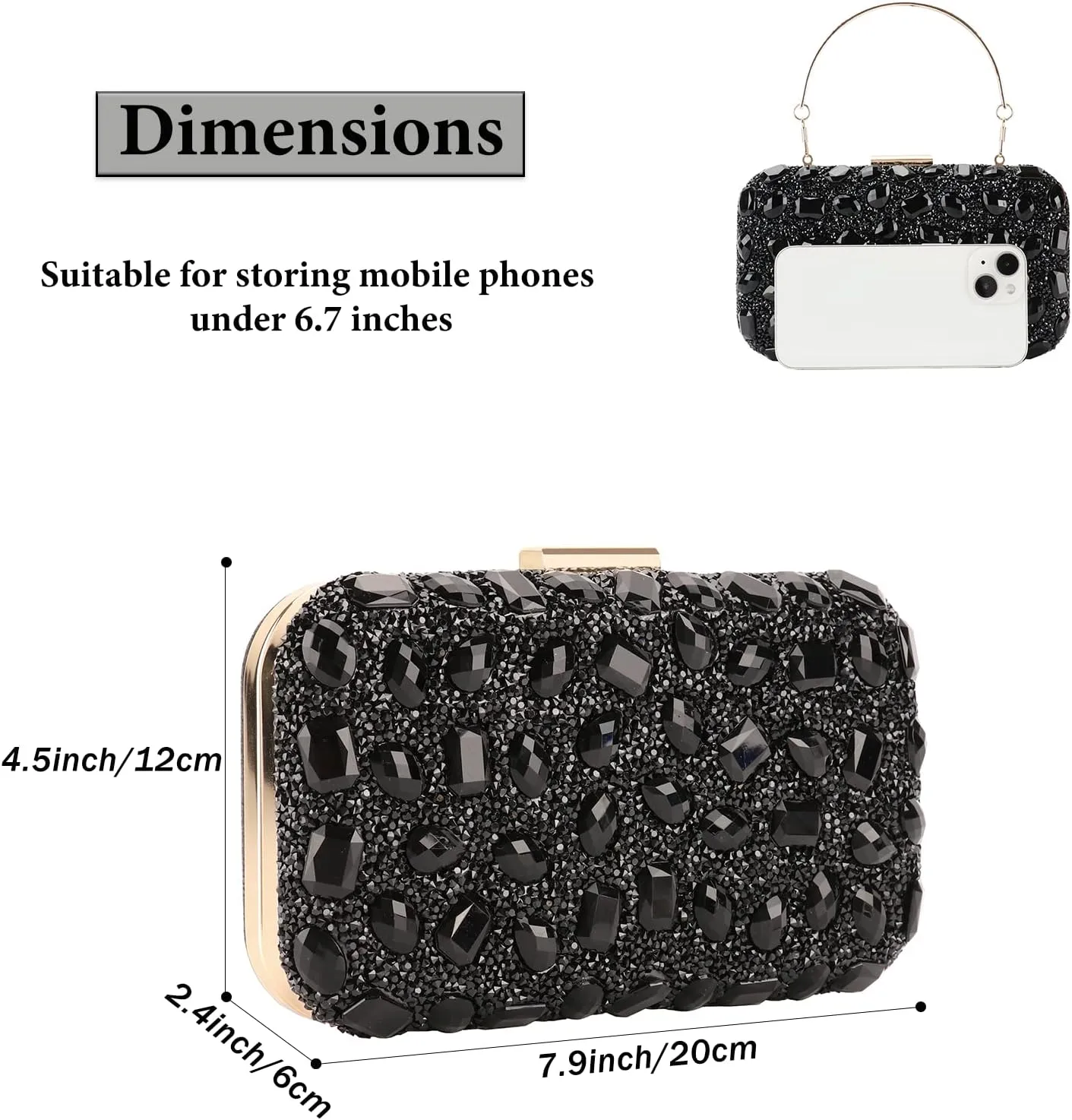 Womens Sparkly Rhinestone Sequin Glitter bag Clutch Evening Handbag Shoulder Bags Purse for Wedding Party Prom