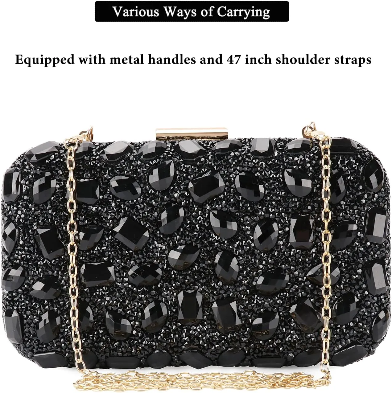 Womens Sparkly Rhinestone Sequin Glitter bag Clutch Evening Handbag Shoulder Bags Purse for Wedding Party Prom