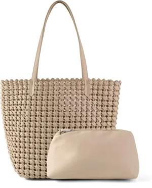 Woven Bag for Women Vegan Leather Tote Bag Large Summer Beach Travel Handbag and Clutch Retro Handmade Shoulder Bag