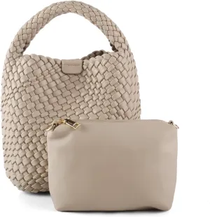 Woven Bag for Women Vegan Leather Tote Bag Travel Handbag and Purse Retro Handmade Trending Hobo Bag