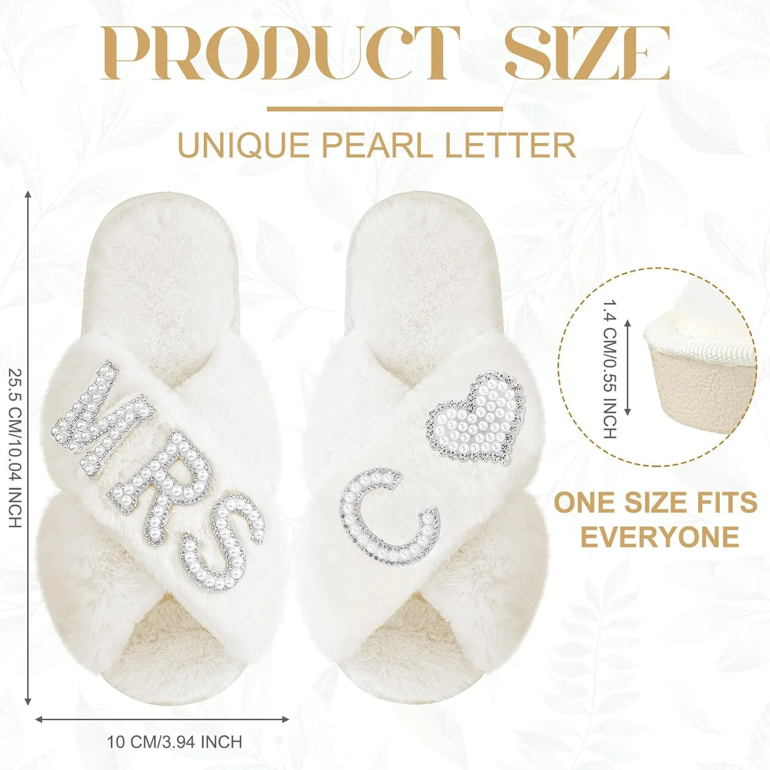 Xtinmee Personalized Initial Wedding Bride Slippers MRS Pearl Letter Makeup Bag Bridal Shower Gifts for Wedding Day (C)