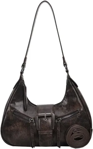 Y2K Shoulder Bag Vintage Half Moon Crossbody Bags for Women Cool Punk Hobo Purse Retro Y2K Handbag