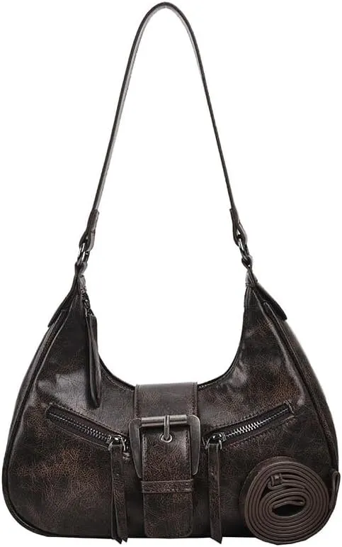 Y2K Shoulder Bag Vintage Half Moon Crossbody Bags for Women Cool Punk Hobo Purse Retro Y2K Handbag