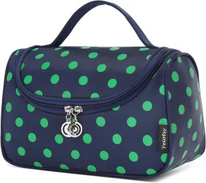 Yeiotsy Travel Cosmetic Bag – Polka Dots Makeup Travel Organizer, Hanging Toiletry Bag for Women