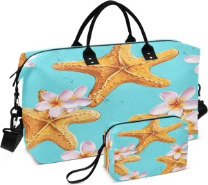 Yellow Starfish Pattern Travel Duffle Bag Gym Yoga Carry on Bags for Men Women Weekender Bag