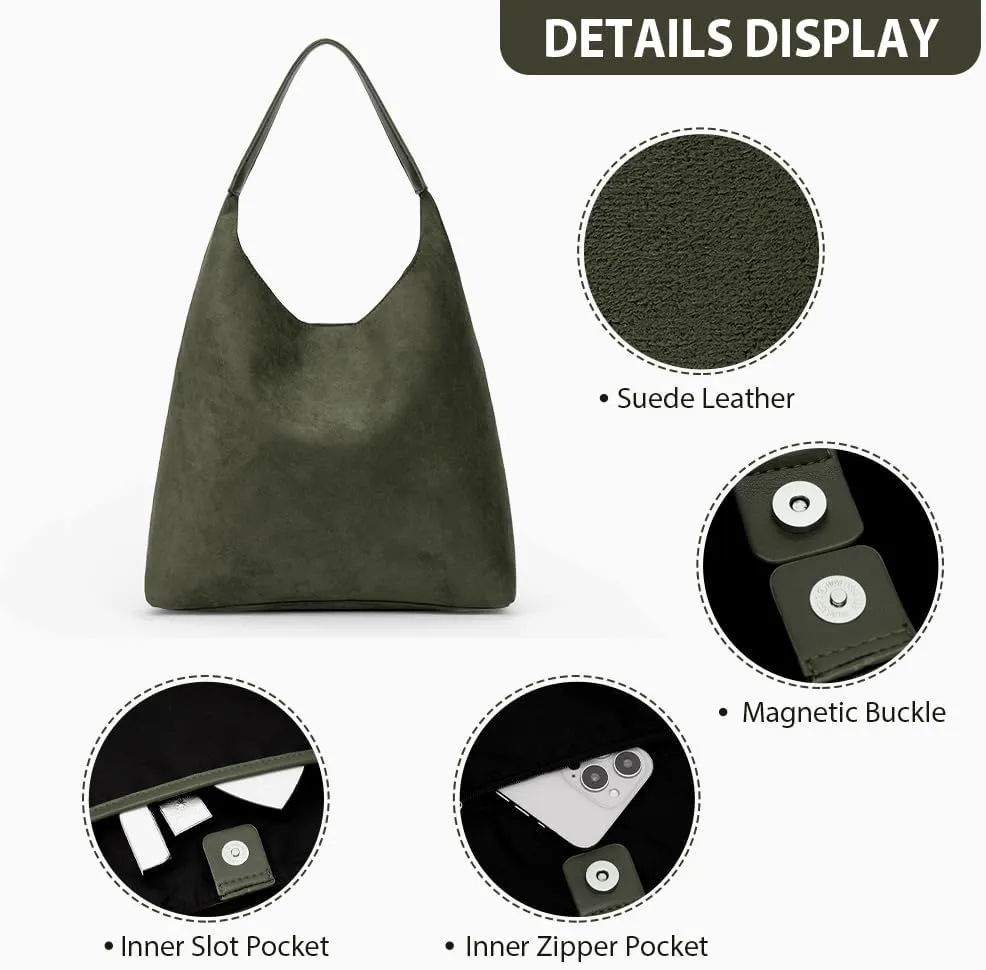 YFGBCX Tote Bags for Women Work Bags Suede Slouchy Bag Hobo Handbag Office Tote Handbag