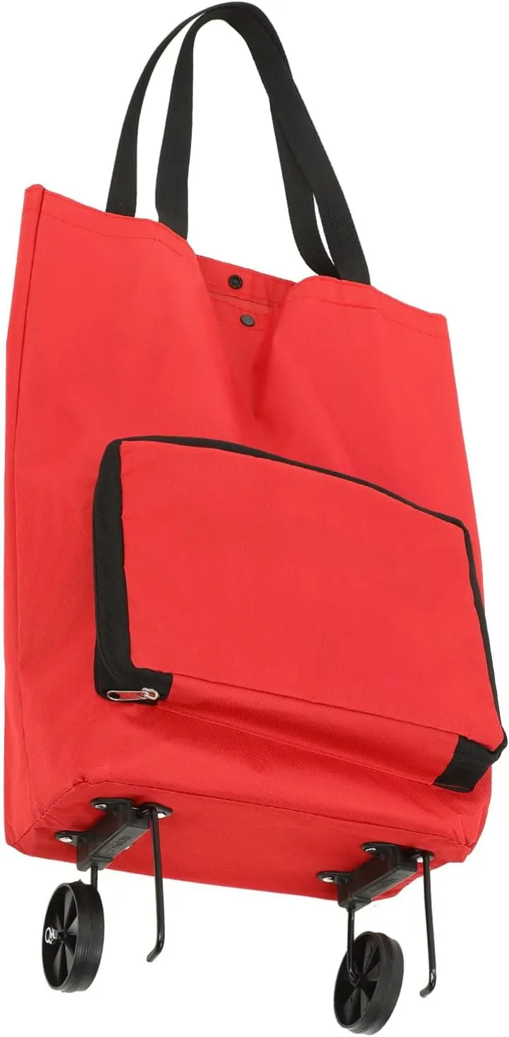 Zerodeko Folding Portable Shopping Cart with Wheels Stylish Grocery Tote Bag for and Storage Design for Household Items