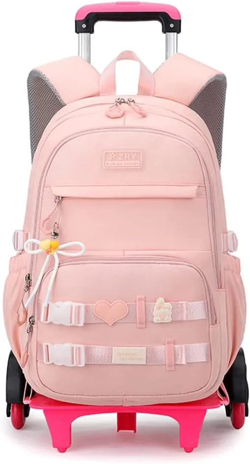 ZHANAO Girls Rolling Backpack Wheeled Backpack for Boys Trolley School Bags Kids Luggage Roller Backpack with 6 Wheels
