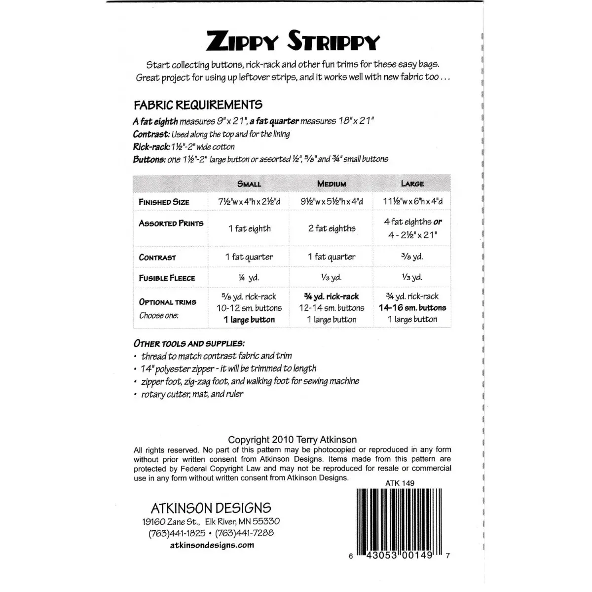 Zippy Strippy Pattern