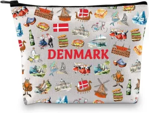 Zuo Bao Denmark Cosmetic Bag Denmark Flag Denmark Travel Danish Landmarks Denmark Pride Gift Denmark Country Gift (DENMARK)